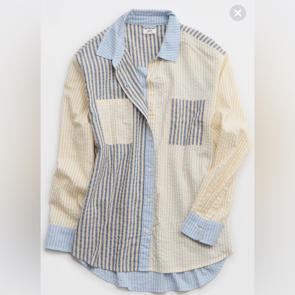Aerie Off-Duty Seersucker Shirt, NWT